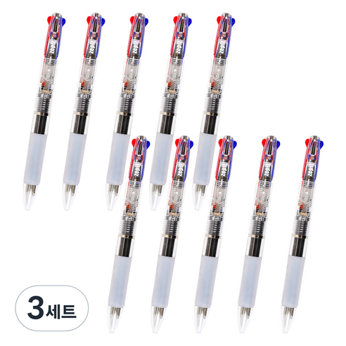 제피트 3색 볼펜 0.7mm 10p 세트, 화이트, 3세트