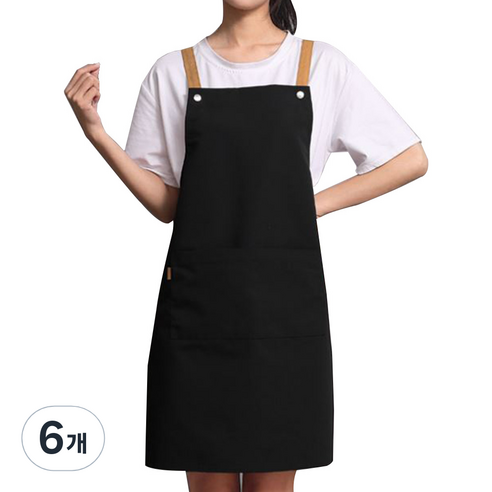 리빙차트 카페 앞치마, 블랙, 6개