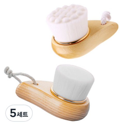 에코터치 우드 핸들 클렌징 브러쉬 + 앰보싱 클렌징 브러쉬 세트, 혼합색상, 5세트