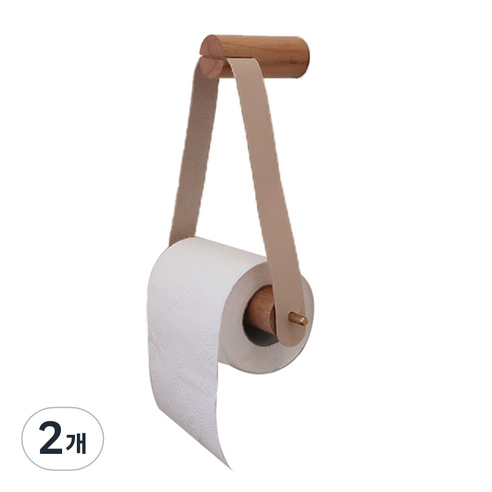 벽걸이 우드 휴지걸이, 베이지, 2개