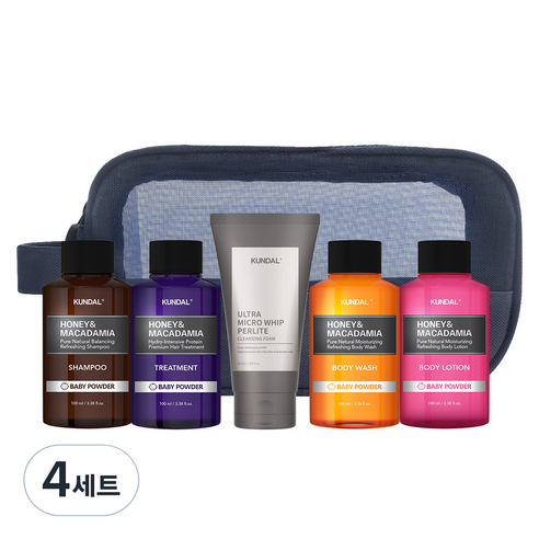 쿤달 여행용 5종 세트 B타입 클렌징폼 포함 베이비파우더향, 4세트