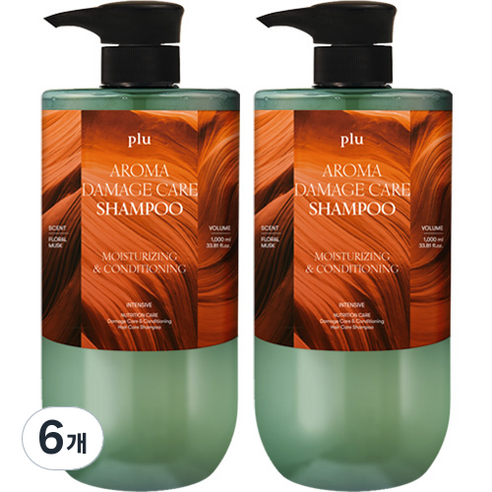 플루 아로마 데미지 케어 단백질 샴푸, 1000ml, 6개