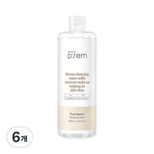 메이크프렘 퓨어 바이옴 클렌징 워터, 500ml, 6개