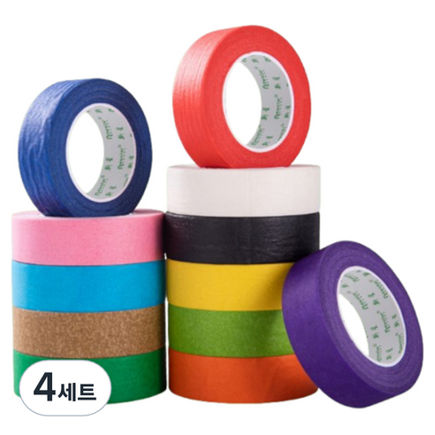 엘로템즈 디자인 종이 마스킹 테이프 12종 세트 10mm x 13m, 혼합색상, 4세트