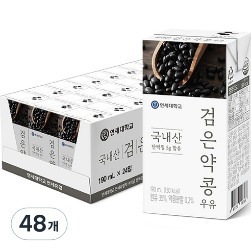 국내산 검은약콩 우유, 190ml, 48개