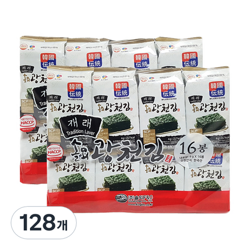 솔뫼광천 재래 도시락김, 4g, 128개