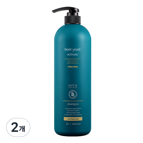 아브카 맥주효모 두피케어 탈모증상완화 샴푸 일랑일랑, 1000ml, 2개