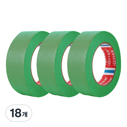 다다 칼라 마스킹 종이테이프 30mm x 15m, 그린, 18개