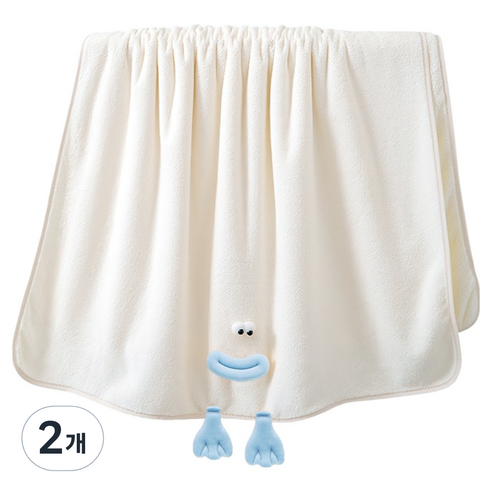 키즈트리 극세사 샤워 목욕 고리 대형 타올 232g SN-017, 블루, 2개