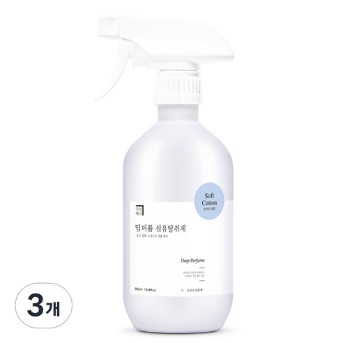 살림백서 딥퍼퓸 섬유탈취제 본품, 500ml, 3개, 소프트코튼