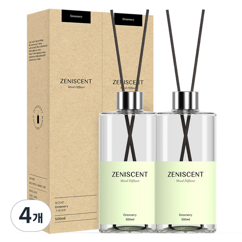 제니센트 무드 디퓨저, 그리너리, 500ml, 4개