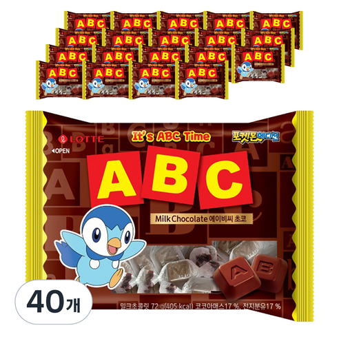 롯데웰푸드 ABC 초코, 72g, 40개