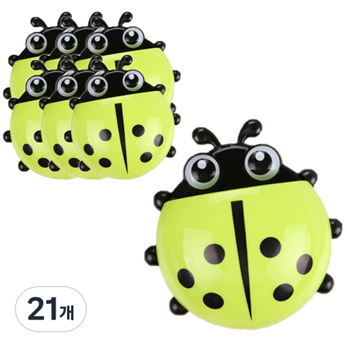 블럭마트 무당벌레 칫솔걸이, 그린, 21개
