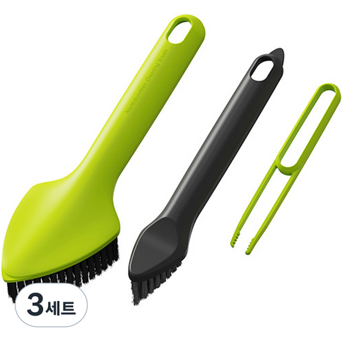 꼬까 3in1 모서리 틈새 청소 브러쉬 세트, 그린, 3세트