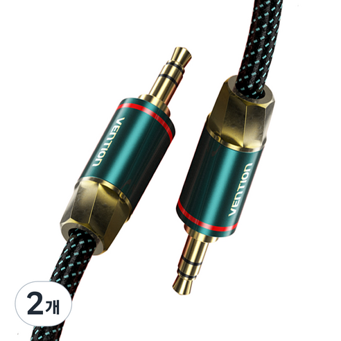 벤션 은도금코어 3.5mm 스테레오 TRS AUX 케이블 0.5m, 2개, 그린, BAYGD