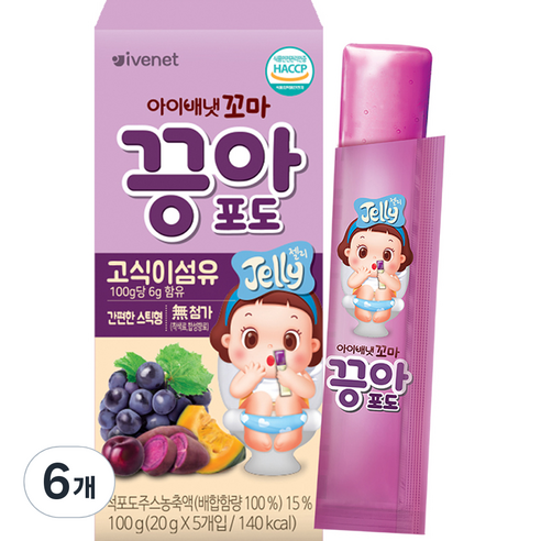 아이배냇 꼬마 끙아젤리 포도, 포도맛, 100g, 6개