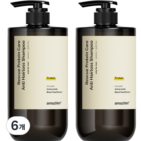 어메즈힘 레스큐 단백질 케어 탈모 대용량 샴푸, 6개, 1000ml
