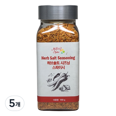 내츄럴스파이스 허브솔트시즈닝 스파이시, 180g, 5개