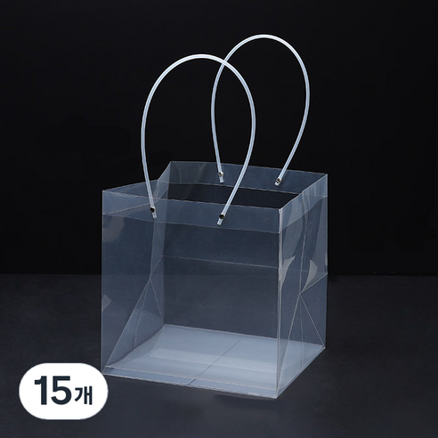 미화부장 PVC 비닐 꽃다발 화분 식물 선물 케이크 포장 투명 긴 대형 쇼핑백, 08 사각 특대, 15개
