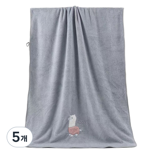 원이네 귀여운 양 디자인 바스타월 70 x 140 cm, 그레이, 5개