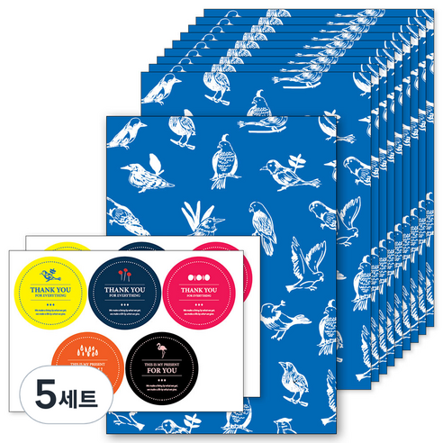 앤캐비넷 선물봉투 10p + 스티커 2p 세트, 블루버드, 5세트