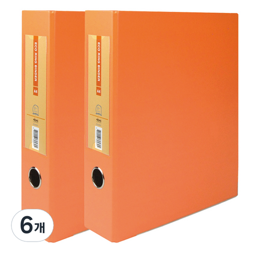 마이다스 D링 바인더 파일 명찰형 7cm 3공 A4, 주황색, 6개