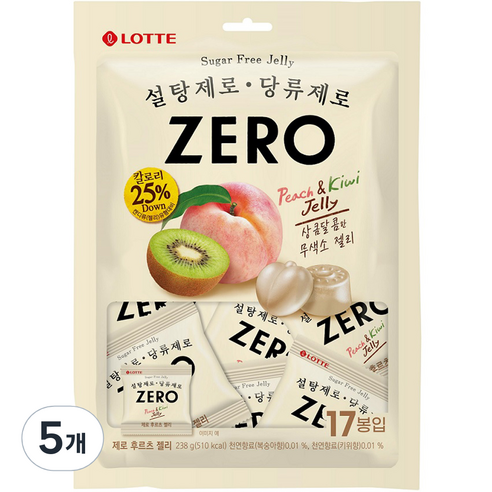 롯데제과 제로 후르츠 젤리 미니벌크 17p, 5개, 238g