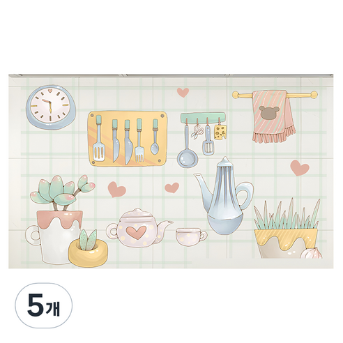 아이엠데이즈 주방 기름방지 타일 시트지, 웜키친, 5개