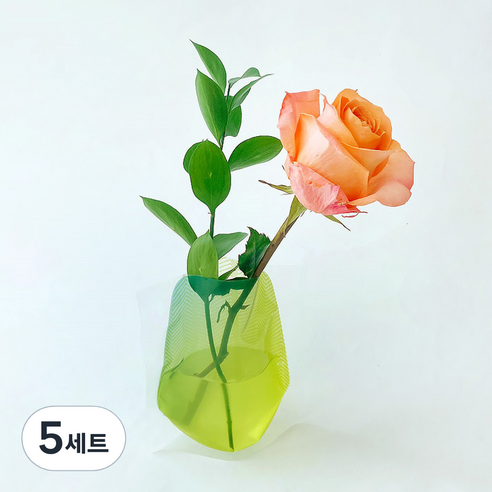포켓플라워 생화 장미 한송이 세트, 코랄, 5세트