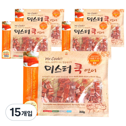 강아지 미스터쿡 큐브 져키, 연어, 300g, 15개