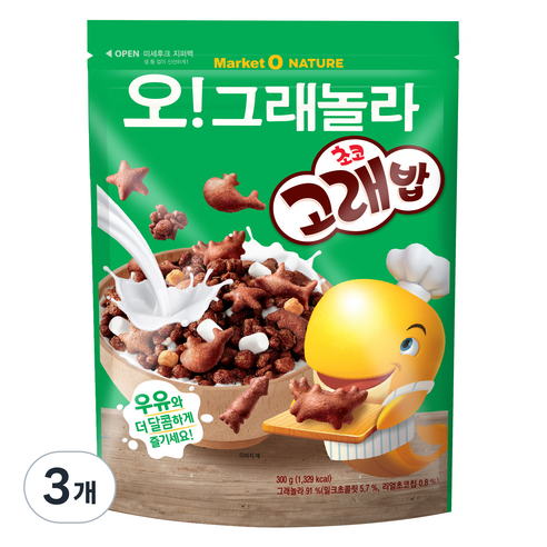 마켓오네이처 오리온 오!그래놀라 초코고래밥, 300g, 3개