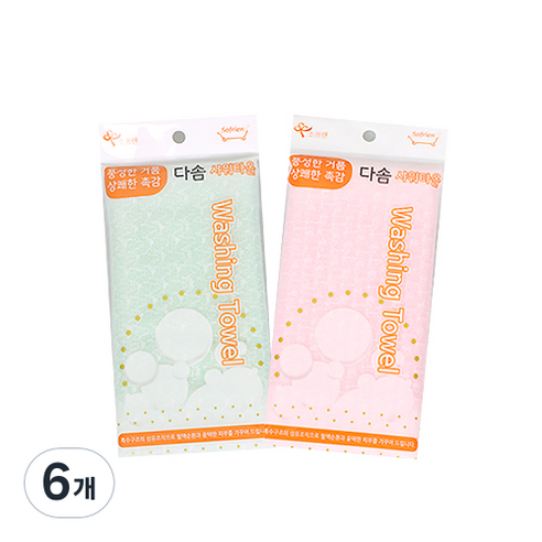소프렌 다솜 샤워타올, 랜덤 발송, 1개입, 6개