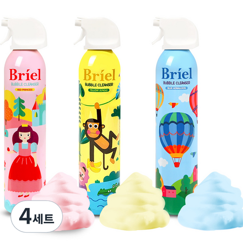 브리엘 버블 클렌저 레드 프린세스 딸기향 300ml + 블루 애드벌룬 풍선껌향 300ml + 옐로우 정글 바나나향 300ml 세트, 4세트