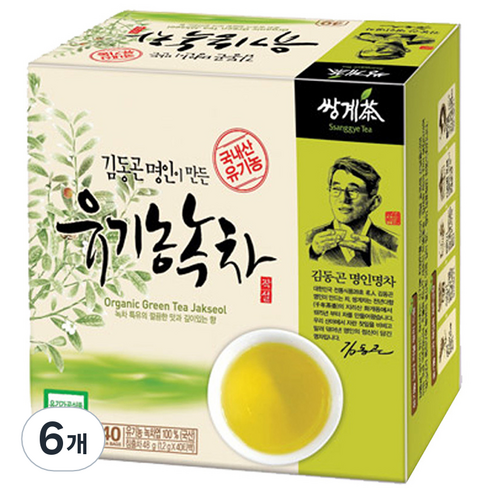 쌍계명차 김동곤 명인이만든 유기농 녹차, 1.2g, 40개입, 6개