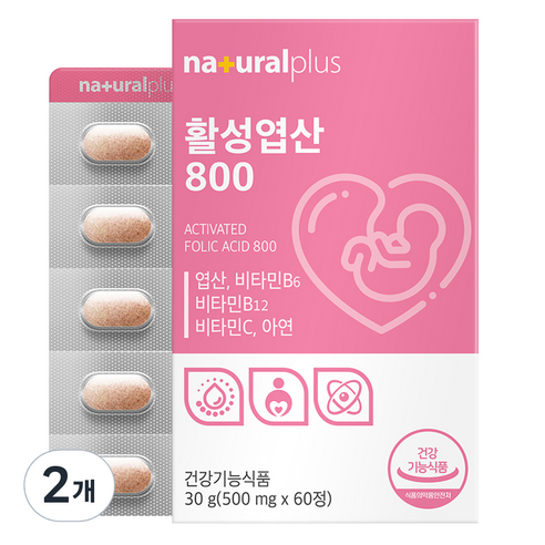 내츄럴플러스 활성 엽산 800 30g, 60정, 2개
