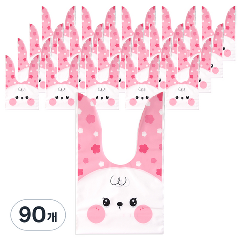 러블리 미니 포장 구디백, 핑크꽃패턴귀토끼, 90개