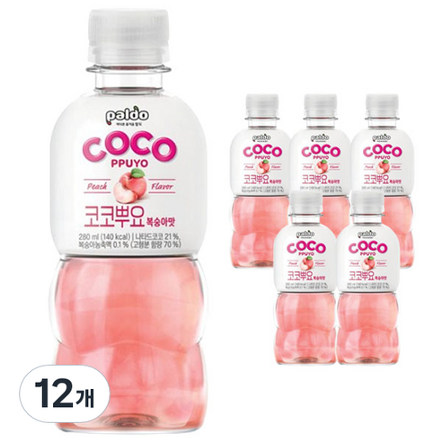 팔도 코코뿌요 복숭아맛 음료, 280ml, 12개