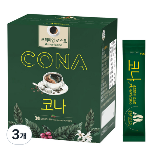 코나 프리미엄 로스트 아메리카노 커피, 3개, 30개입, 1.6g