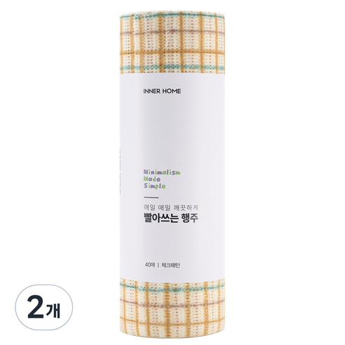 이너홈 빨아쓰는 행주 250 x 300 mm, 40개입, 2개