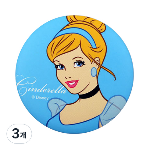 디즈니 신데렐라 원형 버튼거울, 혼합 색상, 3개