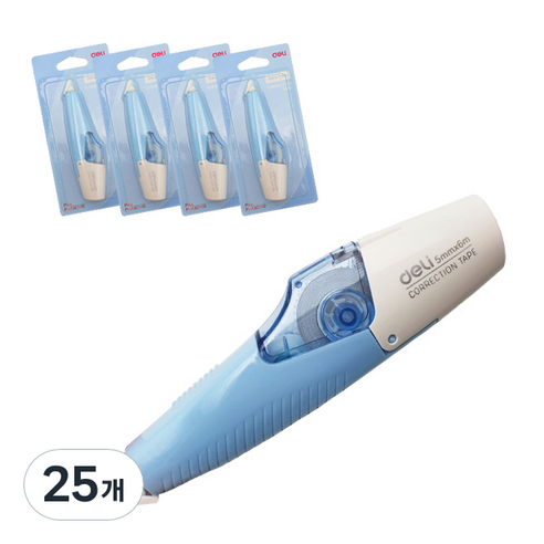 델리 수정테이프 5mm x 6m, 마카롱블루, 25개