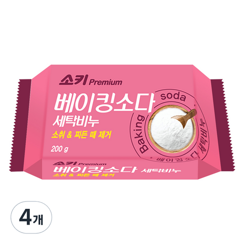 소키 무궁화 프리미엄 베이킹소다 세탁비누, 200g, 4개