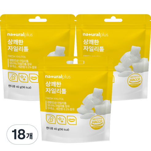 내츄럴플러스 상쾌한 자일리톨, 40g, 18개
