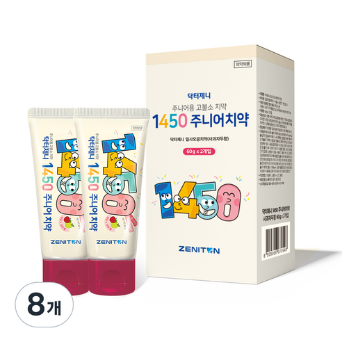 닥터제니 1450 고불소 주니어치약 사과자두향, 60g, 8개