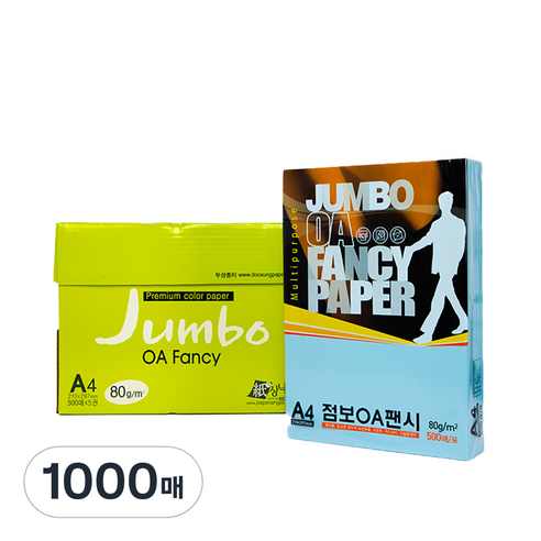 두성 종이 OA팬시페이퍼점보 80g 500매입, 연옥색, 1000매