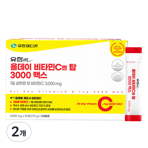 유한메디카 올데이 비타민C 엔 탑 3000 맥스 90p, 270g, 2개