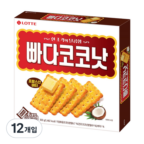 롯데제과 빠다코코낫, 300g, 12개입