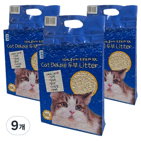 마마쇼 디럭스 가는입자 두부 고양이 모래, 10L, 9개, 베이비파우더향