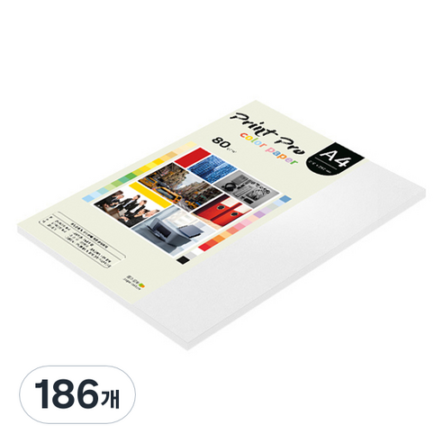 종이문화 프린트프로 얇은 칼라복사지 No 30 스노우화이트 80g, A4, 186개