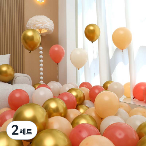 피앤비유니티 풍선 50p 세트 골드, 01 골드 4색혼합, 2세트